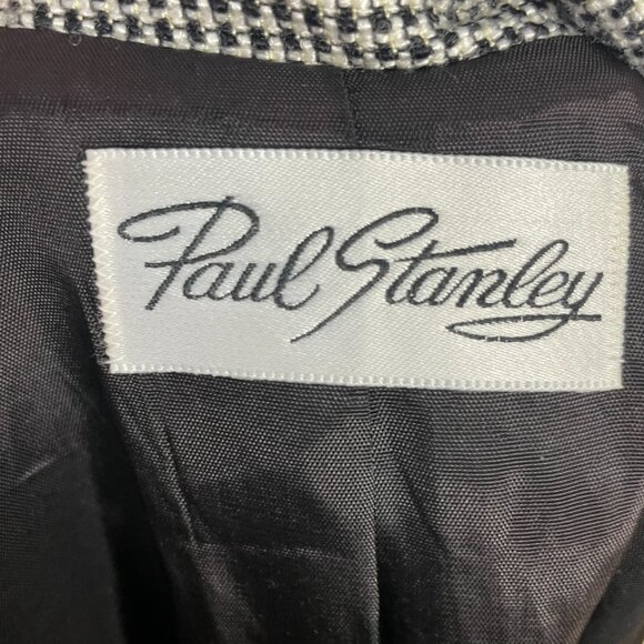 Vintage Paul Stanley Blazer Jacket Women Black White Single Button‎ Boxy Office - Picture 3 of 16